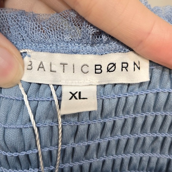 Baltic Born Bexley Tulle Midi Dress XL Dusty Blue Milkmaid Tiered Flutter Sleeve - Picture 7 of 10